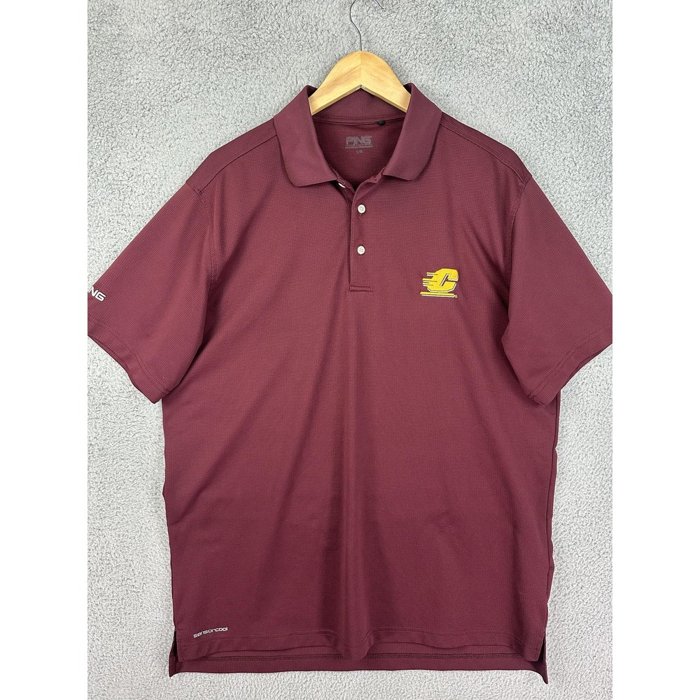 Central Michigan Chippewas Polo Shirt Mens Large Maroon NCAA PING Golf Rugby